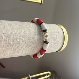 Red and White Beaded Bracelet